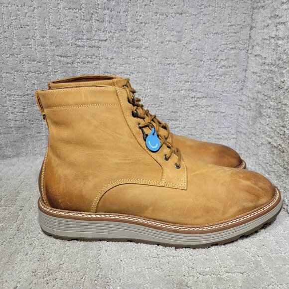 Johnston & Murphy Upton Lug Plain Toe Size US10 Light Tan Oiled Full Grain Boots - Picture 1 of 11